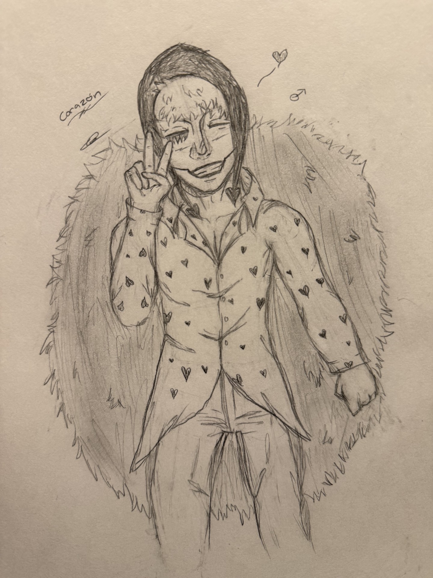 A drawing of the character Corazon (aka Donquixote Rosinate) from the Japanese Anime 'One Piece'
